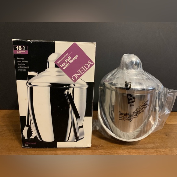 Oneida Dining Nwt 88 Oneida Stainless Steel Ice Pail With Tongs